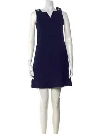 Pre-owned Courrèges Wool Mini Dress In Blue