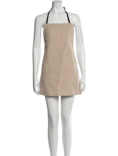 Pre-owned Courrèges Wool Mini Dress In Neutral