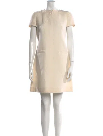 Pre-owned Courrèges Wool Mini Dress In Neutral