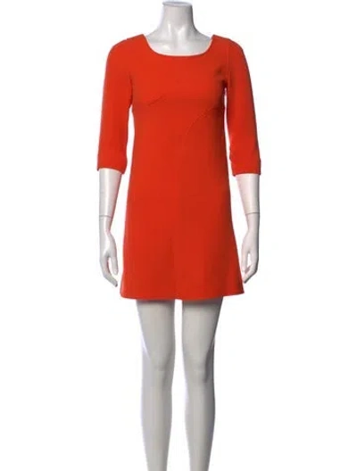 Pre-owned Courrèges Wool Mini Dress In Orange