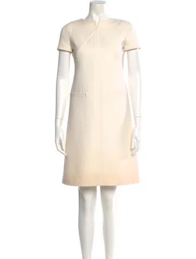 Pre-owned Courrèges Wool Mini Dress In White