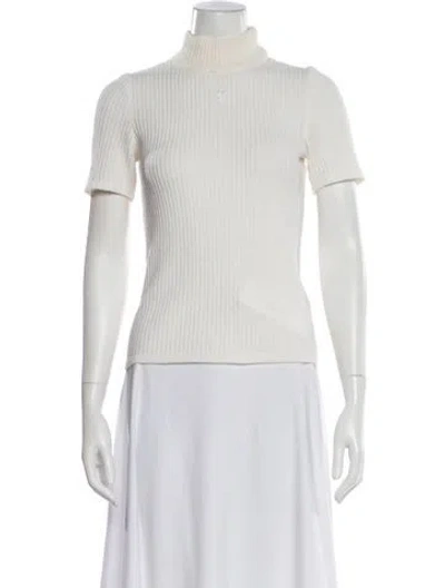 Pre-owned Courrèges Wool Mock Neck Sweater In White