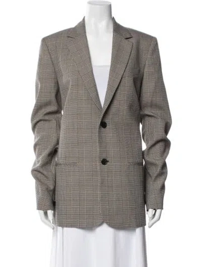 Pre-owned Courrèges Wool Plaid Print Blazer W/ Tags In Gray