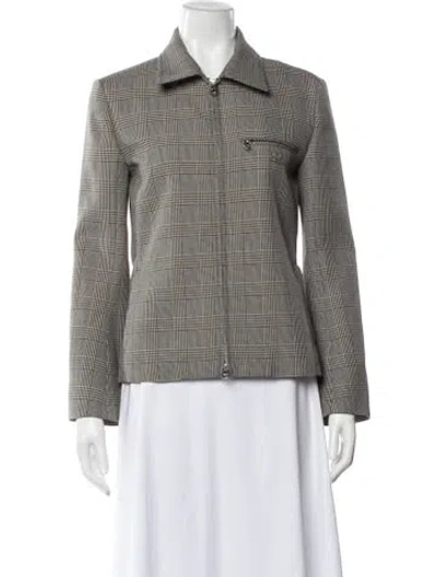 Pre-owned Courrèges Wool Plaid Print Jacket In Gray