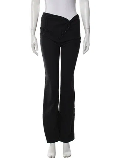 Pre-owned Courrèges Wool Straight Leg Pants In Black