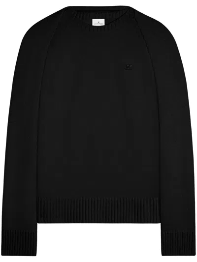 Courrèges Wool Straight Sweater In Black