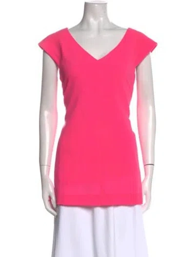 Pre-owned Courrèges Wool V-neck T-shirt In Pink