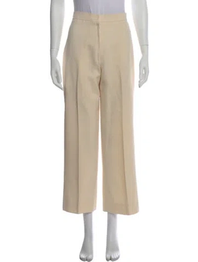 Pre-owned Courrèges Wool Wide Leg Pants In Yellow