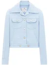 Courrèges Long-sleeve Twill Collared Trucker Jacket In Sky