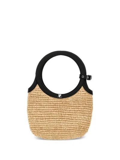 Courrèges Woven Straw Tote Bag In Neutral