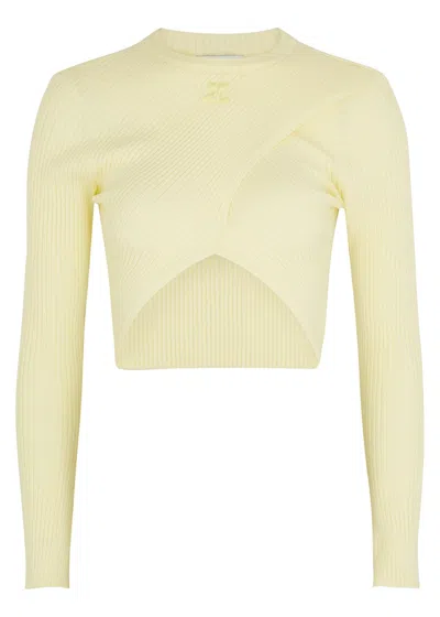 Courrèges Yellow Cropped Ribbed-knit Top