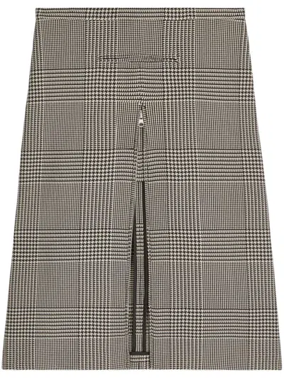 COURRÈGES ZIP-DETAIL CHECKED MIDI SKIRT
