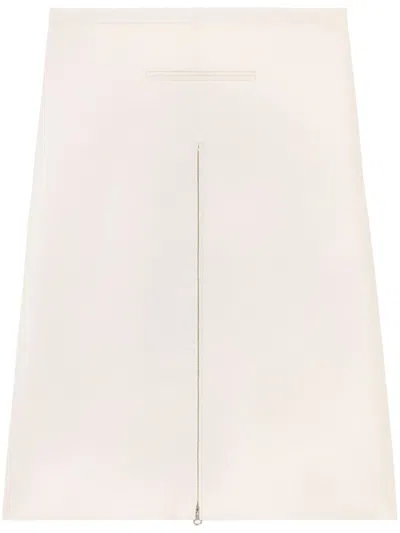 Courrèges Layered Front-zip Midi Skirt In Neutrals