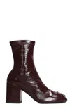 Courrèges Zip Detailed Square Toe Ankle Boots In Bordeaux
