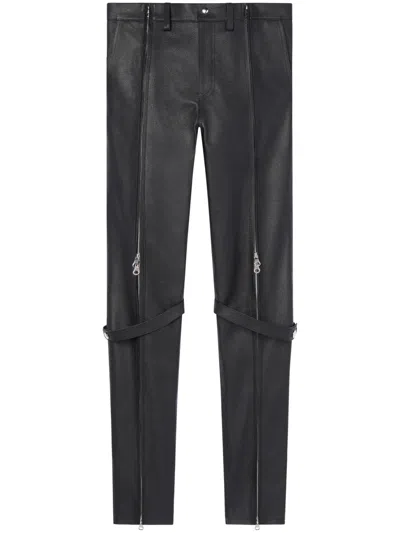 Courrèges Zip-detailing Leather Pants In Black