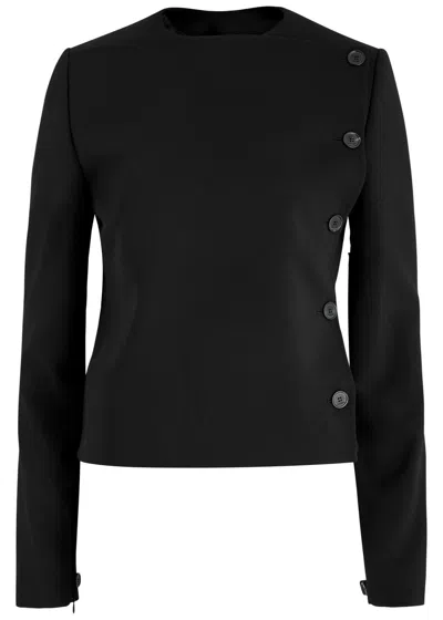 Courrèges Zip-embellished Wool-blend Jacket In Black