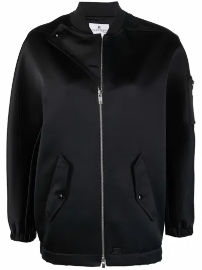 Courrèges Zip-fastening Bomber Jacket In Black