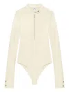 Courrèges Zip-front Long-sleeve Bodysuit In Neutral