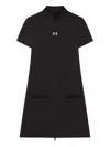 Courrèges Short Sleeve Dress With High Collar And Pockets In Black