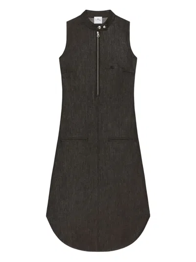 Courrèges Zip-front Sleeveless Dress In Gray