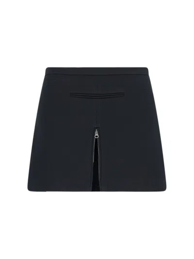 Courrèges Zip Mini Skirt In Black Fabric