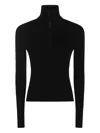 Courrèges Zipped Mockneck Sweater In Black