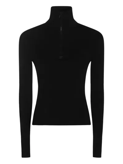 COURRÈGES ZIP-NECK WOOL SWEATER