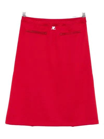 Courrèges Zip-pocket Skirt In Red