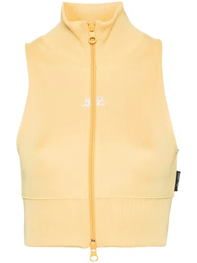 Courrèges Interlock Zipped Cropped Top In Yellow