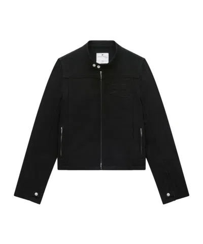 Courrèges Zip-up Denim Jacket In Black