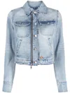 Courrèges Zip Up Denim Jacket In Blue