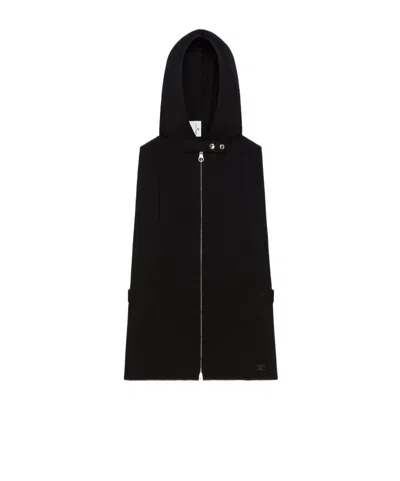 Courrèges Zip-up Hooded Vest In Black