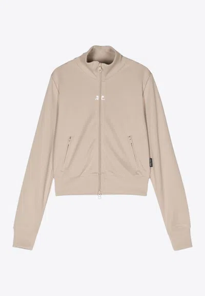 Courrèges Zip-up Interlock Track Jacket In Brown