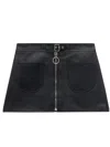 Courrèges Zip-up Leather Miniskirt In 黑色
