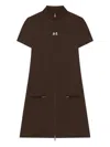 Courrèges Interlock Jersey Zip-up Minidress In Brown