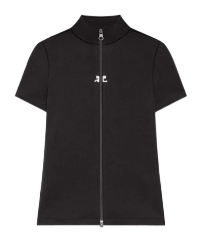 COURRÈGES ZIP-UP SHORT-SLEEVE TOP