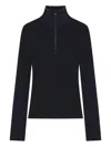 Courrèges Merino Wool Zip Mock Neck Sweater In Black