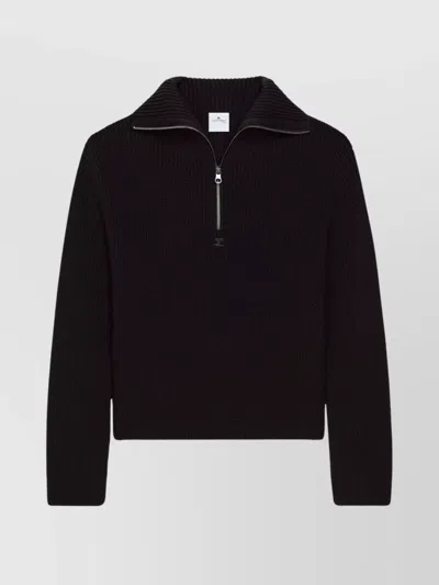 COURRÈGES ZIP WOOL SWEATER HIGH COLLAR