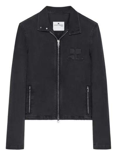 Courrèges Zip.fastening Logo Jacket In Black