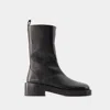 Courrèges Courreges Black Leather Ankle Boots In Black