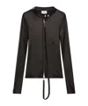 Courrèges Front-zip Long-sleeved Top With Embroidered Logo In Black