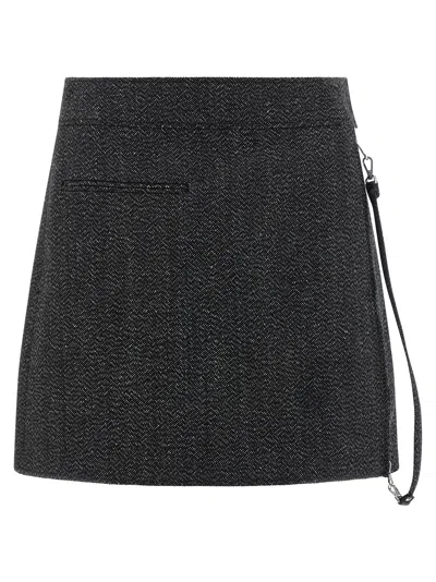 Courrèges Zipped Caviar Mini Skirt In Gray