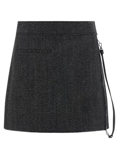 Courrèges Courreges 'zipped Caviar Mini' Skirt In Gray