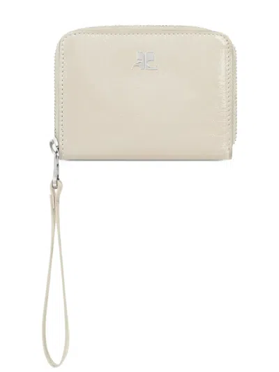 Courrèges Zipped Compact Wallet In Neutral