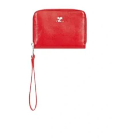 Courrèges Zipped Compact Wallet In Red