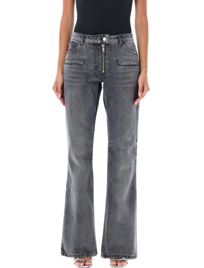 Courrèges Zipped Denim Pant In Grey Eashed