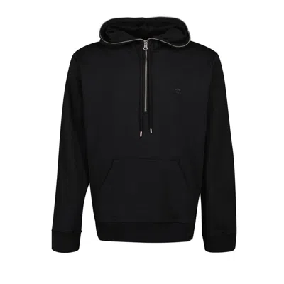 Courrèges Zipped Drawstring Fleece Hoodie In Black