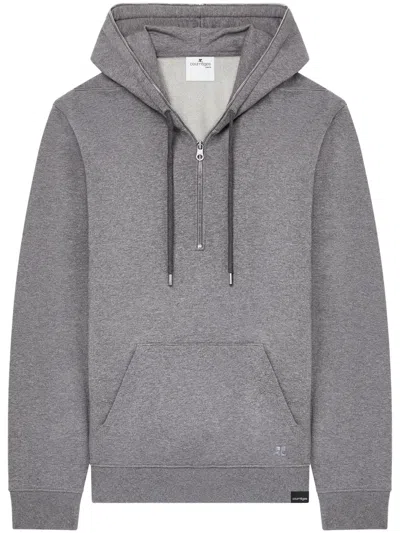 Courrèges Zipped Fleece Hoodie In Grey