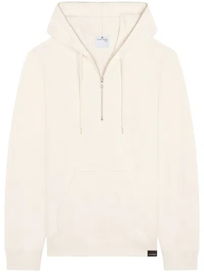 Courrèges Zipped Fleece Hoodie In White