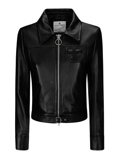 COURRÈGES ZIPPED ICONIC LEATHER JACKET